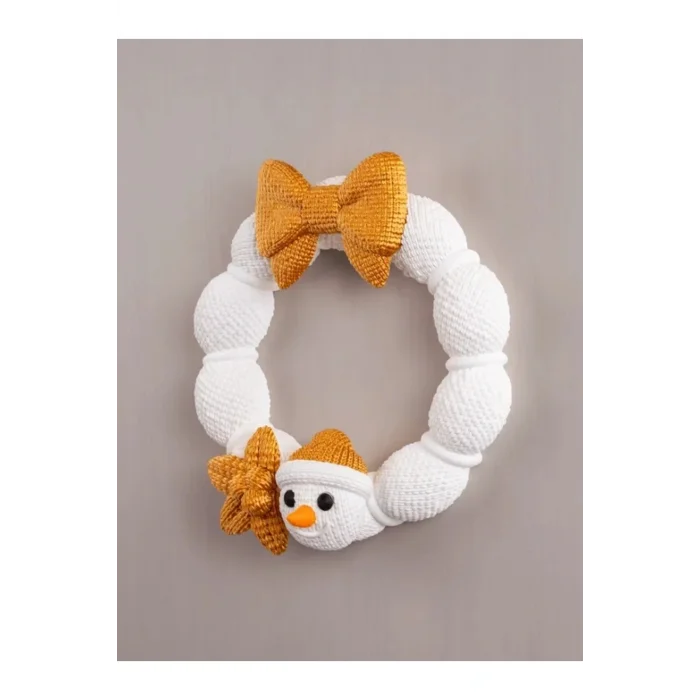 BUĞZ Eco Lounge Örgü Kardan Adam Kapı Süsü 21 cm – Yılbaşı Kış Dekorasyonu