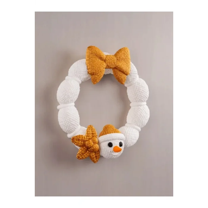 BUĞZ Eco Lounge Örgü Kardan Adam Kapı Süsü 21 cm – Yılbaşı Kış Dekorasyonu