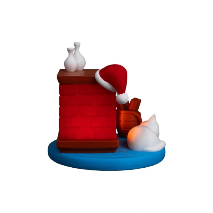 BUĞZ Eco Lounge Şömine Figürü 12 cm – Mum Işığı Dahil Kedi Temalı Yılbaşı Dekoru