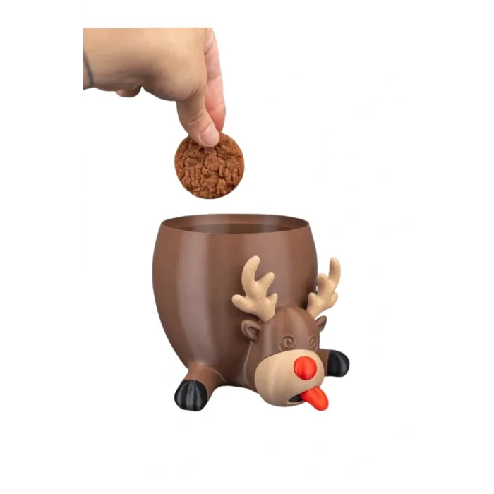 BUĞZ Eco Lounge Ters Duran Geyik Şekerlik – Komik Yılbaşı Dekoratif Saklama Kabı 20 cm