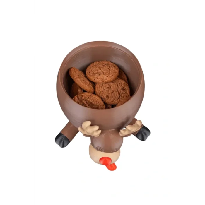 BUĞZ Eco Lounge Ters Duran Geyik Şekerlik – Komik Yılbaşı Dekoratif Saklama Kabı 20 cm