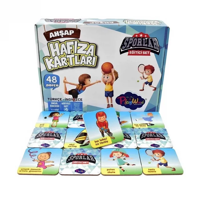  Eğitici Ahşap Hafıza Kartları Sporlar