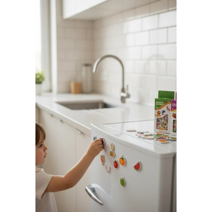 BUĞZ Eğitici Manyetik Oyuncak Seti 56 Parça Hayvan Sebze Meyve Magnet