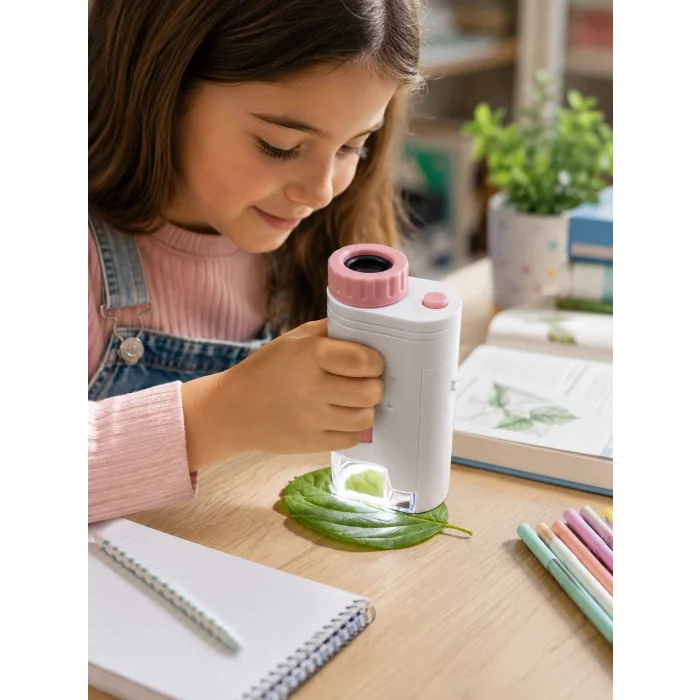 BUĞZ Eğitici Taşınabilir Mikroskop  Ayarlanabilir Focus, LED Işık ve 80X-200X Yakınlaştırma