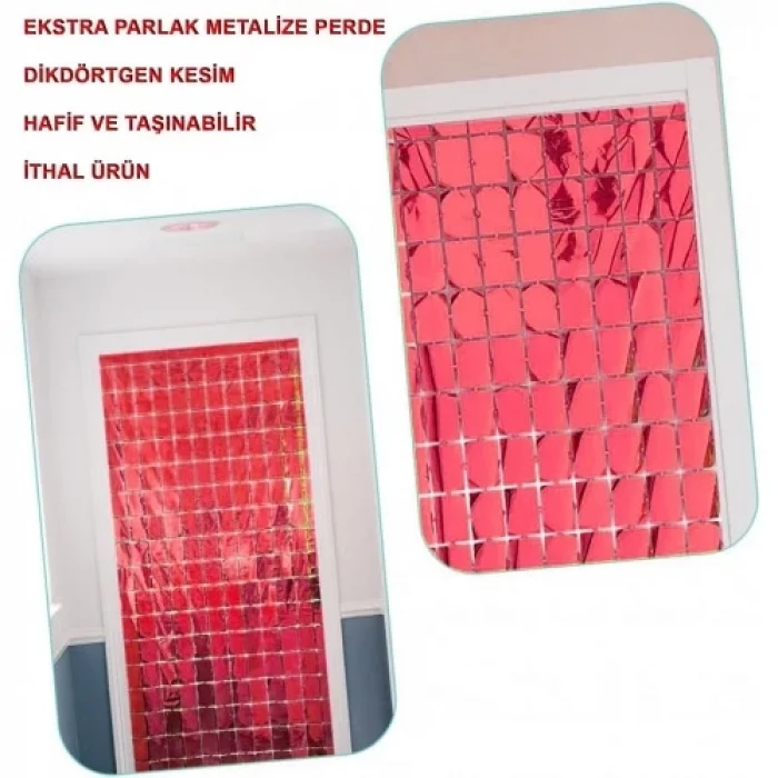 Ekstra Metalize Kırmızı Disko Kapı Perdesi