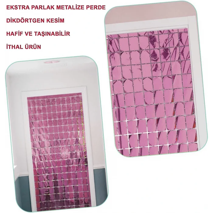 BUĞZ Ekstra Metalize Rose Gold Disko Kapı Perdesi