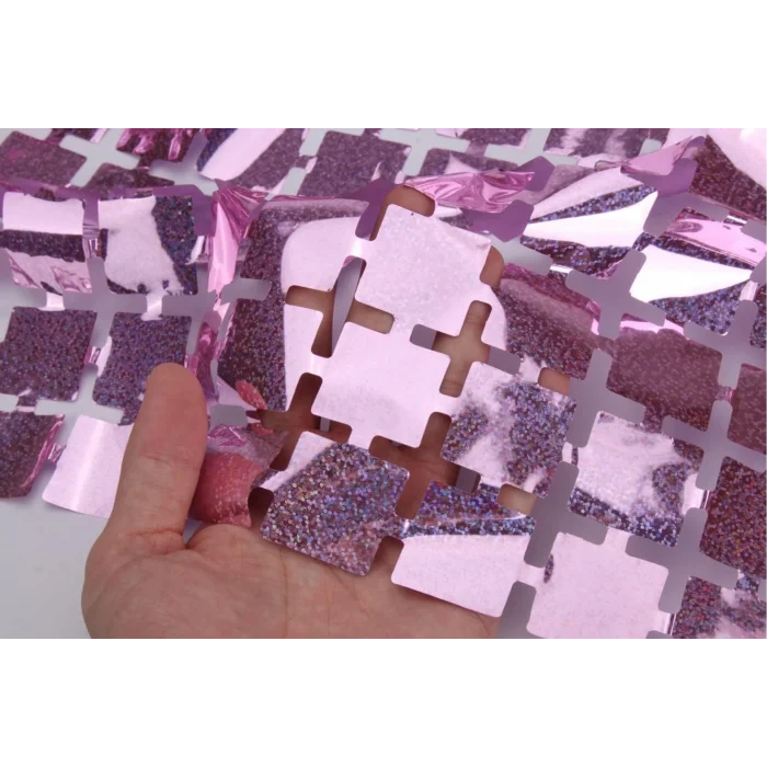 BUĞZ Ekstra Metalize Rose Gold Renk Disko Dikdörtgen Kesim Kapı Perdesi Dekorasyon 1x2 Metre