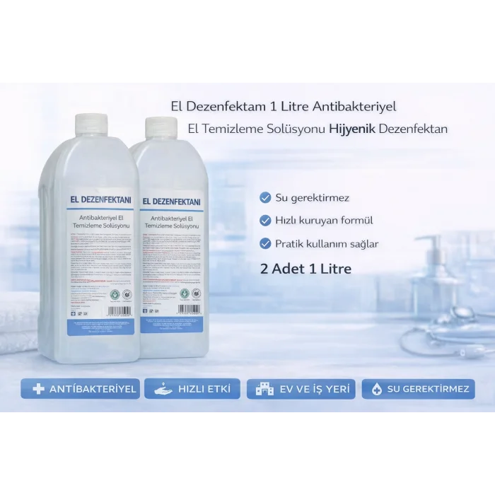 BUĞZ El Dezenfektanı 1 Litre Antibakteriyel El Temizleme Solüsyonu 2 Adet