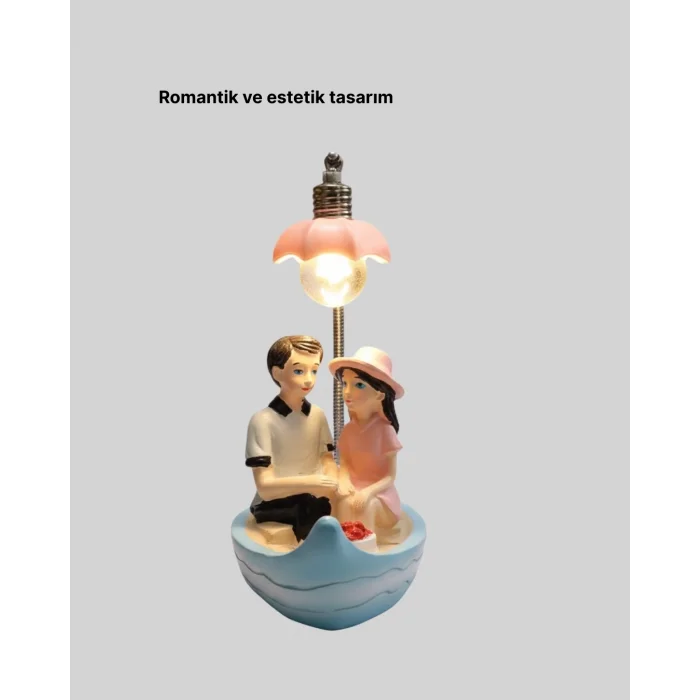 BUĞZ El Ele Tutuşan Çift Figürlü Dekoratif Gece Lambası Romantik Tasarım