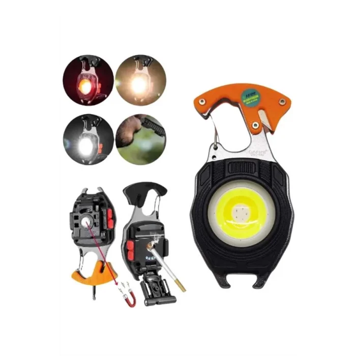  El Feneri LED Anahtarlık Çok Fonksiyonlu Mini Çakmak Özellikli