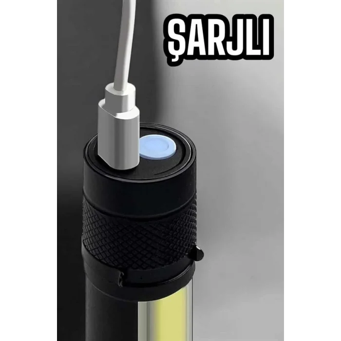  El Feneri Led USB Şarjlı Zoom Mini Led Işık Acil Durum Feneri