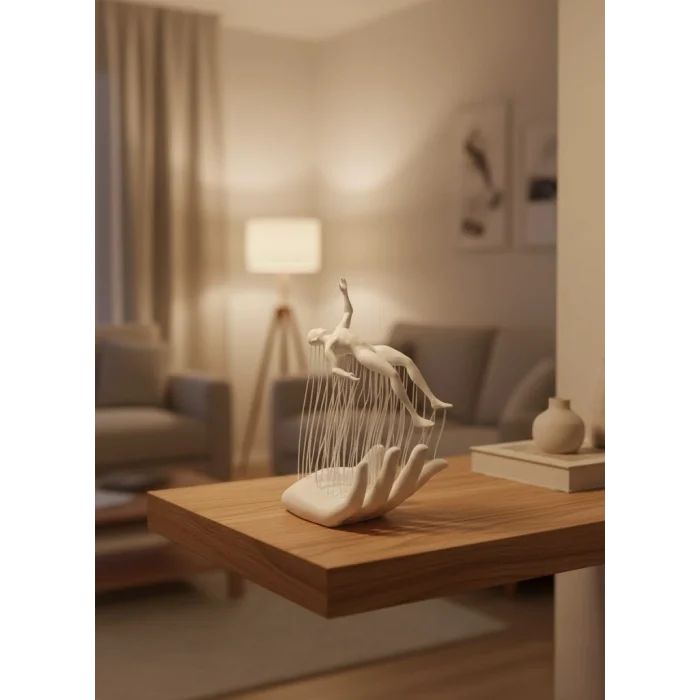 BUĞZ El İnsan Figürü Beyaz Modern Soyut Tasarım Salon ve Ofis Dekorasyonu