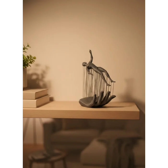 BUĞZ El İnsan Figürü Gri Modern Sanatsal Tasarım Salon ve Raf Dekorasyonu İçin Özel Biblo