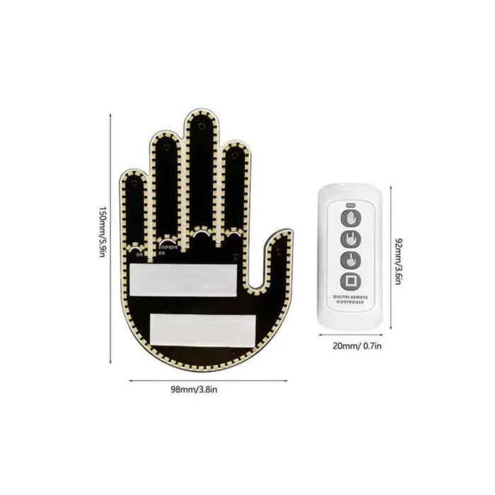  El Orta Parmak Led Kumandalı Araç İçi Reflektör Arka Cam El Simgesi