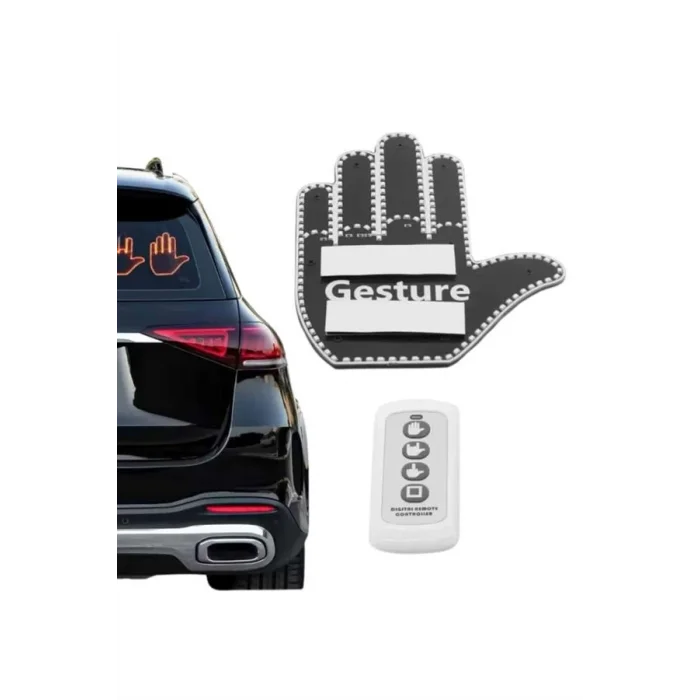  El Orta Parmak Led Kumandalı Araç İçi Reflektör Arka Cam El Simgesi