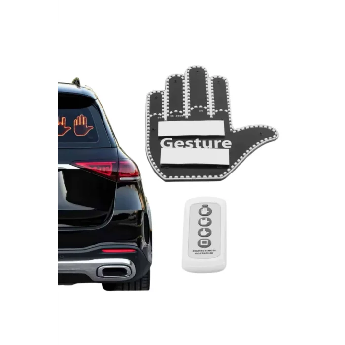 BUĞZ El Orta Parmak Led Kumandalı Araç İçi Reflektör Arka Cam El Simgesi - BUĞZ