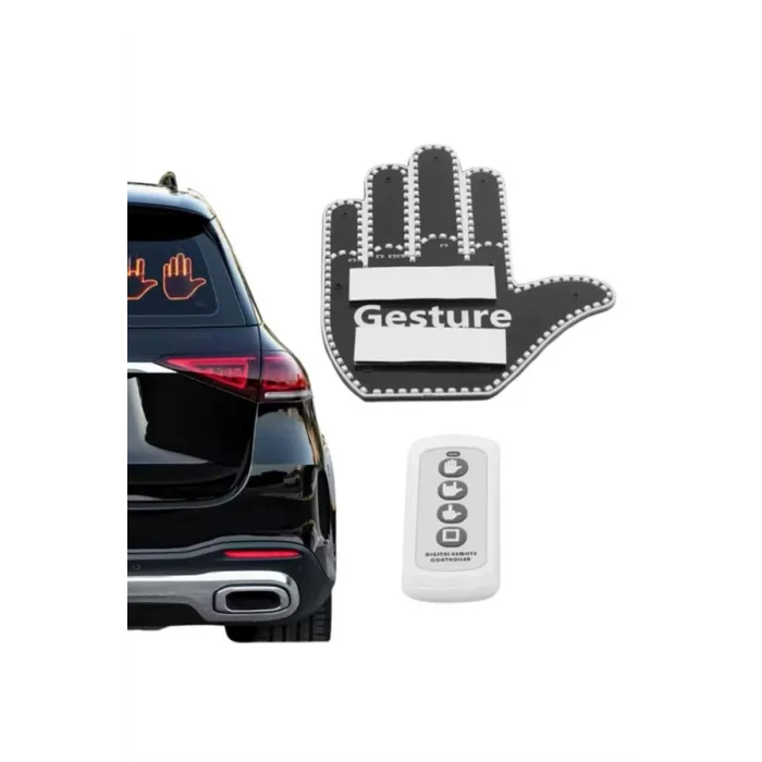 BUĞZ El Orta Parmak Led Kumandalı Araç İçi Reflektör Arka Cam El Simgesi - Lisinya