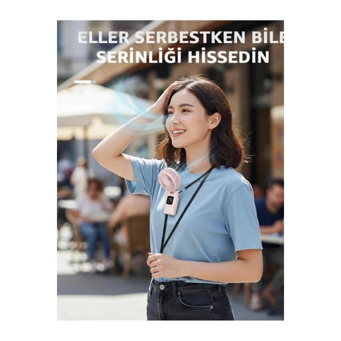 BUĞZ El vantilatörü dijital göstergeli 5 hız ayarı şarjlı masaüstü pembe 2 yıl garantili