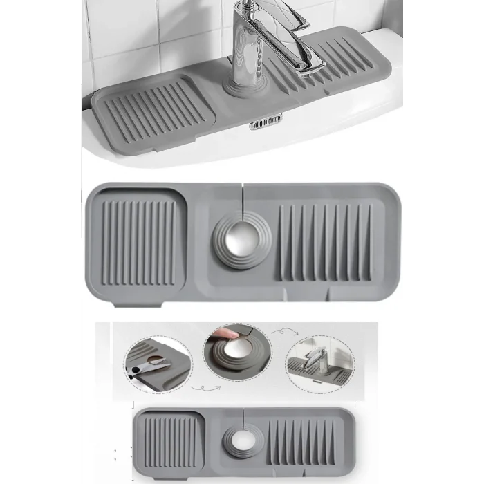 BUĞZ Elastik Mutfak Banyo Musluk Matı Düzenleyici Kaydırmaz Taban Organizer Lavabo Kenar Matı