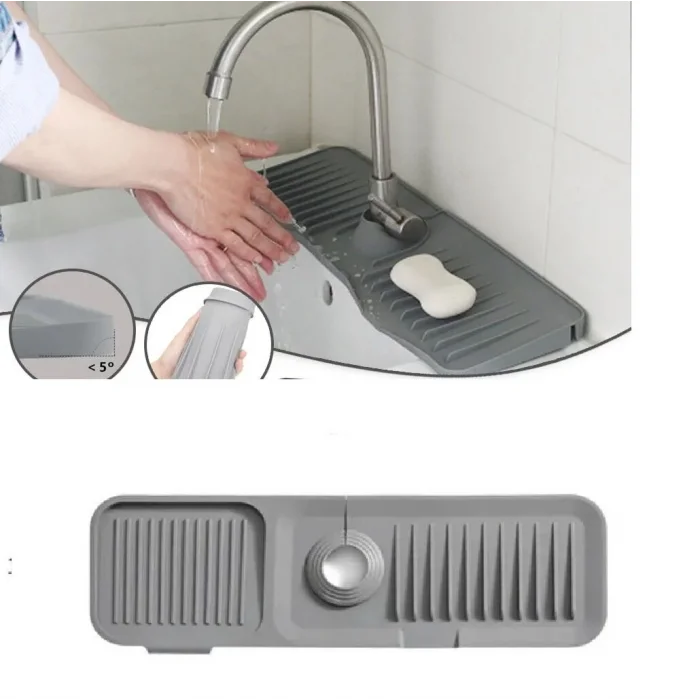 BUĞZ Elastik Mutfak Banyo Musluk Matı Düzenleyici Kaydırmaz Taban Organizer Lavabo Kenar Matı