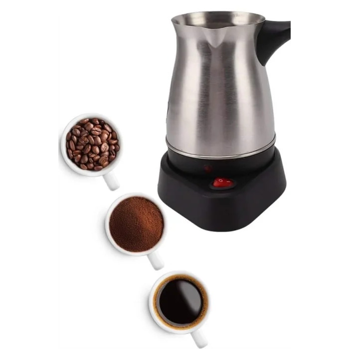  Elektrikli Cezve 800 Watt Paslanmaz Çelik Türk Kahve Makinesi Saplı