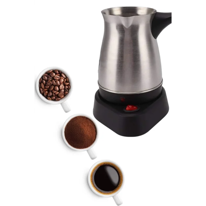  Elektrikli Cezve 800 Watt Paslanmaz Çelik Türk Kahve Makinesi Saplı