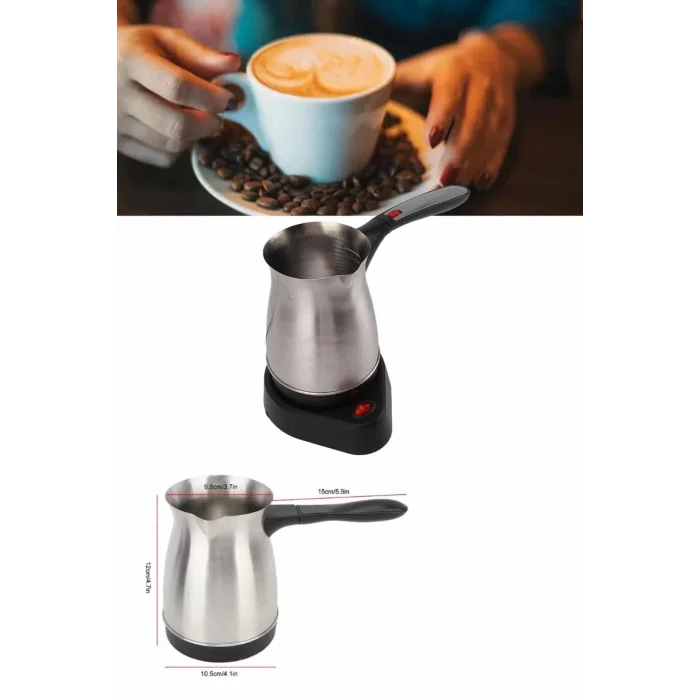  Elektrikli Cezve 800 Watt Paslanmaz Çelik Türk Kahve Makinesi Saplı