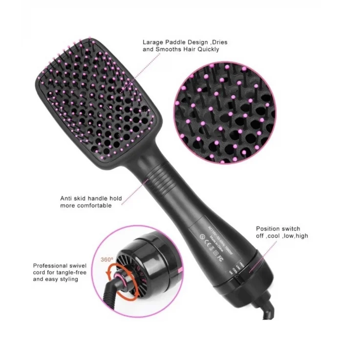  Elektrikli Hava Üflemeli 2 İn 1 Saç Düzleştirici Fön Tarağı