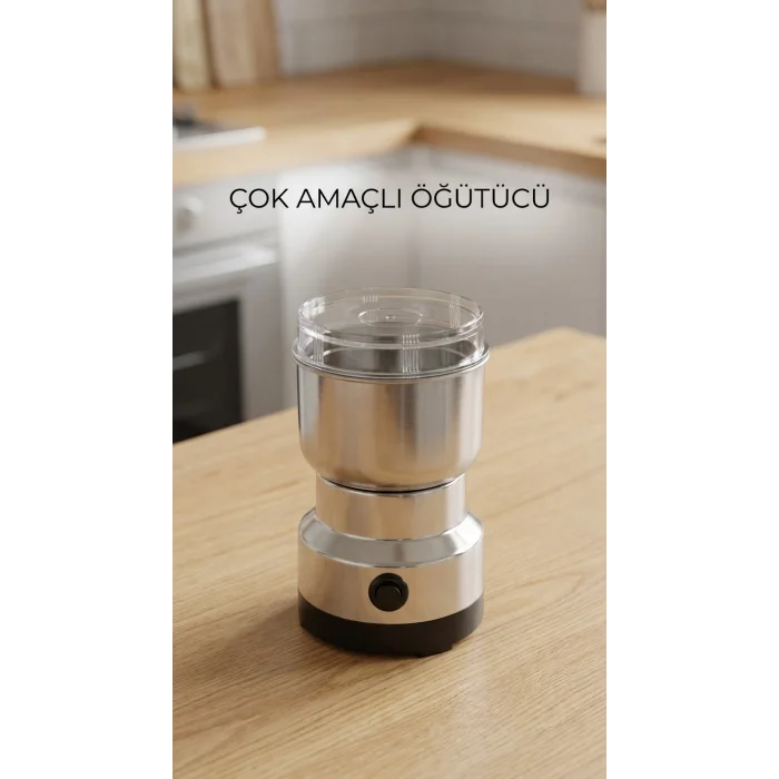 BUĞZ Elektrikli Kahve ve Baharat Öğütücü, Paslanmaz Çelik Bıçaklı, Kapaklı