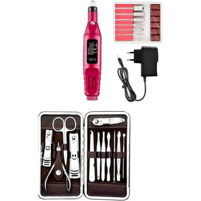  Elektrikli Manikür Pedikür Seti İkili Set 12 Parça Tırnak Bakımı Törpü Protez Çıkarma