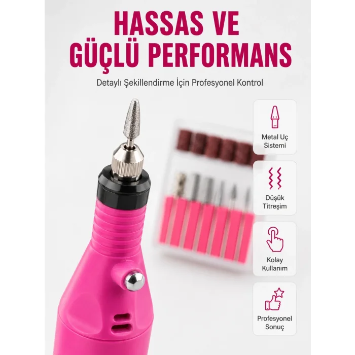 BUĞZ Elektrikli Manikür Pedikür Törpü Seti 6 Başlıklı Yeni Nesil