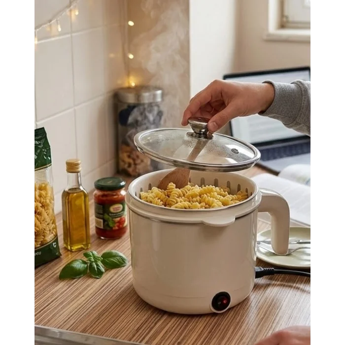 BUĞZ Elektrikli Mini Tencere 1 Litre Çorba Pilav Makarna Pişirici Çok Fonksiyonlu