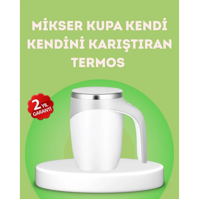 BUĞZ Elektrikli Otomatik Karıştırıcı Kupa – 304 Paslanmaz, USB Şarjlı, Taşınabilir