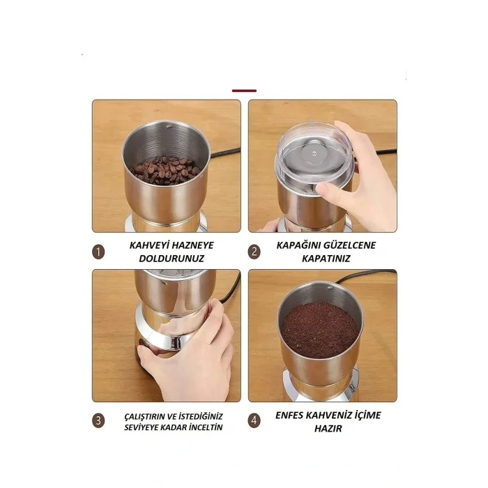 BUĞZ Elektrikli Paslanmaz Çelik Baharat Pirinç Öğütücü