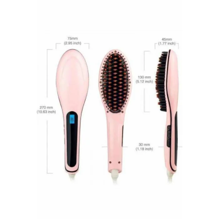  Elektrikli Saç Düzleştirici Tarak Saç Düzleştirici Fırça Sıkı Dişli Pembe