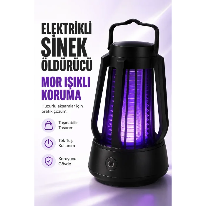 BUĞZ Elektrikli Sinek Öldürücü Mor Işıklı Taşınabilir Haşere Lambası Tek Tuşlu Cihaz