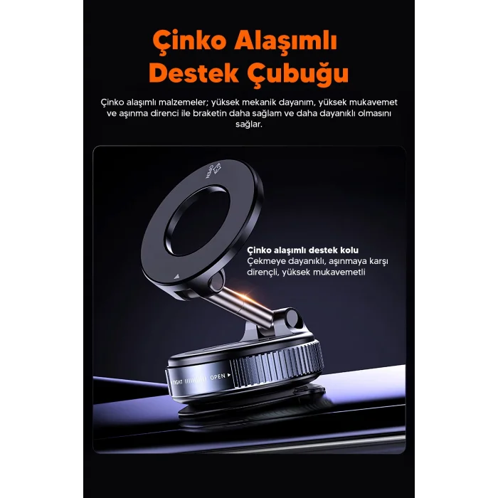 BUĞZ Elektrikli Vakumlu Araç İçi Telefon Tutucu - Güçlü Manyetik MagSafe Uyumlu