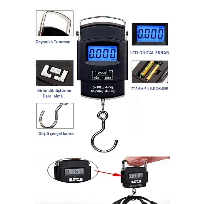 BUĞZ Elektronik Dijital El Kantarı 50 Kg Terazi Tartı 10 Gr Hassasiyet