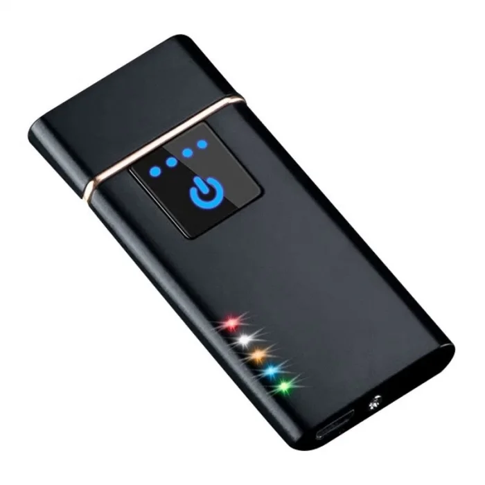  Elektronik Şarj Edilebilir Alevsiz Usb Dokunmatik Siyah Çakmak - Kutulu