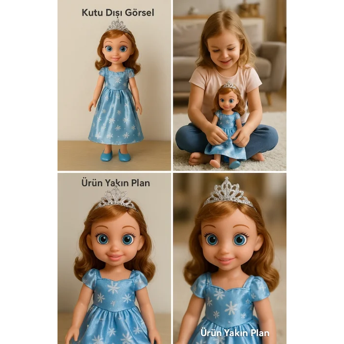 Eliza Konuşan Prenses Moda Bebek Taçlı, Işıltılı Elbiseli, Kutulu Oyuncak Bebek