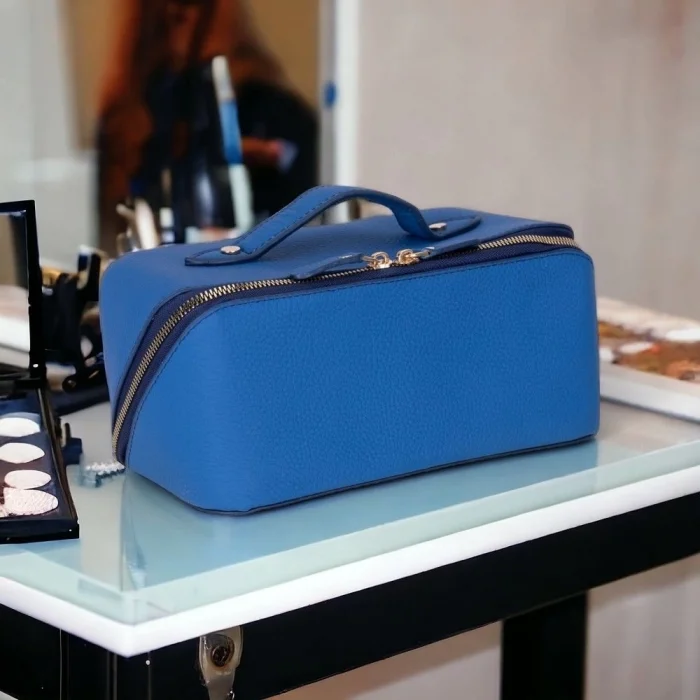  Ella Kadın Seyahat Kozmetik Bakım Makyaj Çantası Organizer Kobalt Mavi