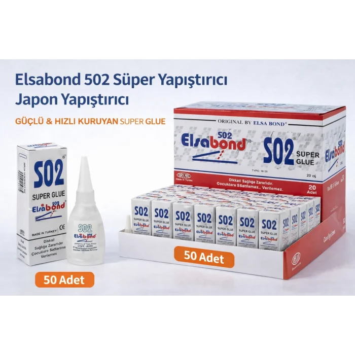 BUĞZ Elsabond 502 Süper Yapıştırıcı Japon Yapıştırıcı 20g Güçlü Hızlı Kuruyan Super Glue 50 Adet