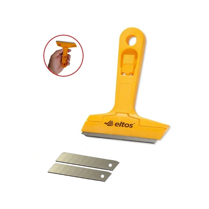 BUĞZ Eltos Çok Fonksiyonlu Profesyonel Cam Kazıma Bıçağı 2 Adet Yedek Bıçak Hediyeli