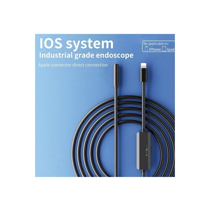 BUĞZ Endoskop Yılan Video Kamera İos Uyumlu Led’li 5 Metre 7 Mm Sert Kablo 2mp Full Hd