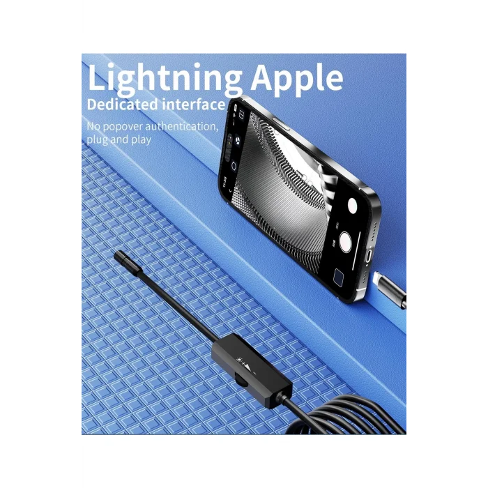 BUĞZ Endoskop Yılan Video Kamera İos Uyumlu Led’li 5 Metre 7 Mm Sert Kablo 2mp Full Hd