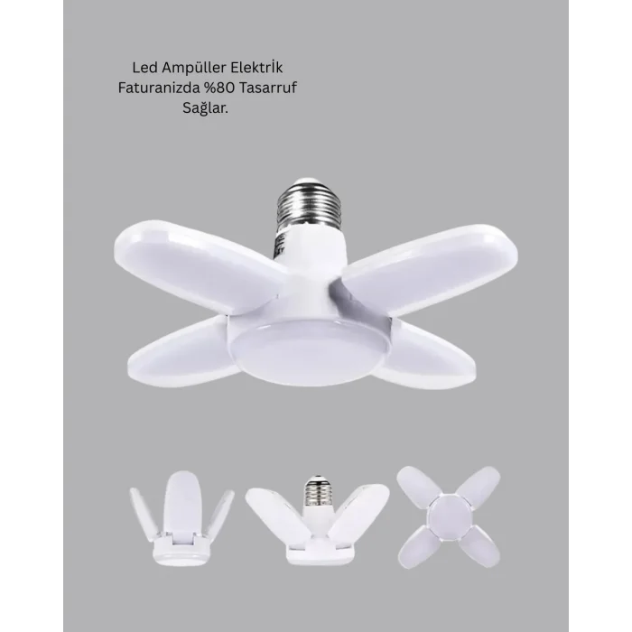 BUĞZ Enerji Tasarruflu LED Ampül 60 Watt 4 Kollu Beyaz Işık Yeni Nesil