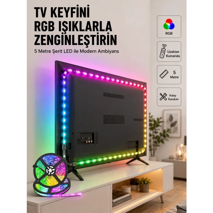 BUĞZ Enerji Tasarruflu RGB Şerit LED 5 Metre