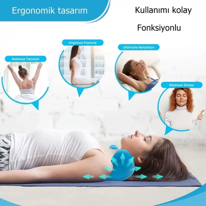 BUĞZ Ergonomik Boyun Masaj Yastığı – Servikal Traksiyon Destekli, Omurilik Ortopedik Yastık