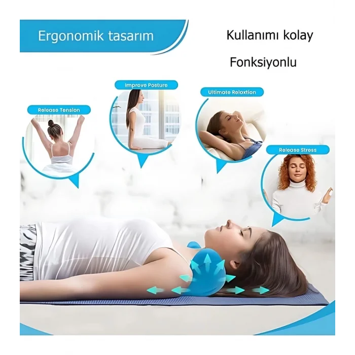  Ergonomik Boyun Masajı Yastığı – Servikal Traksiyon Destekli, Omurilik Ortopedik Yastık