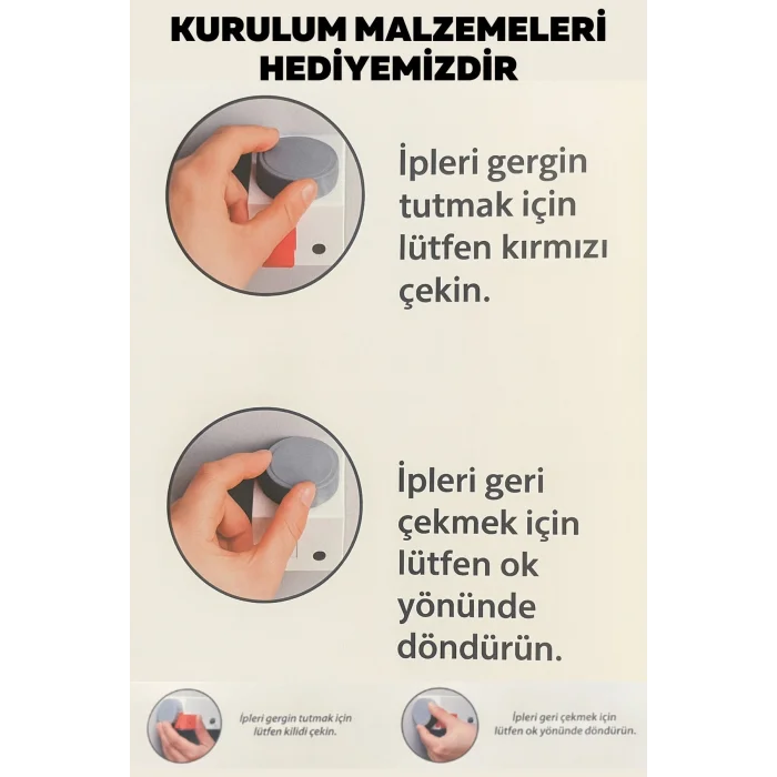 BUĞZ Ergonomik Çamaşırlık 5 Metre 5 İp, Kaliteli İpler, Önce Çek Sonra Sabitle, Kurulum Dahil